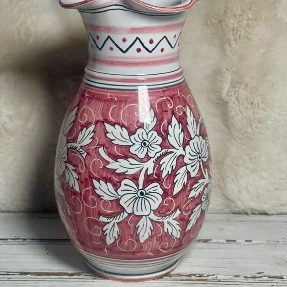Vintage Orvieto Deruta Italy Pottery‎ Floral Jug Pitcher Vase Earthenware - Picture 2 of 11